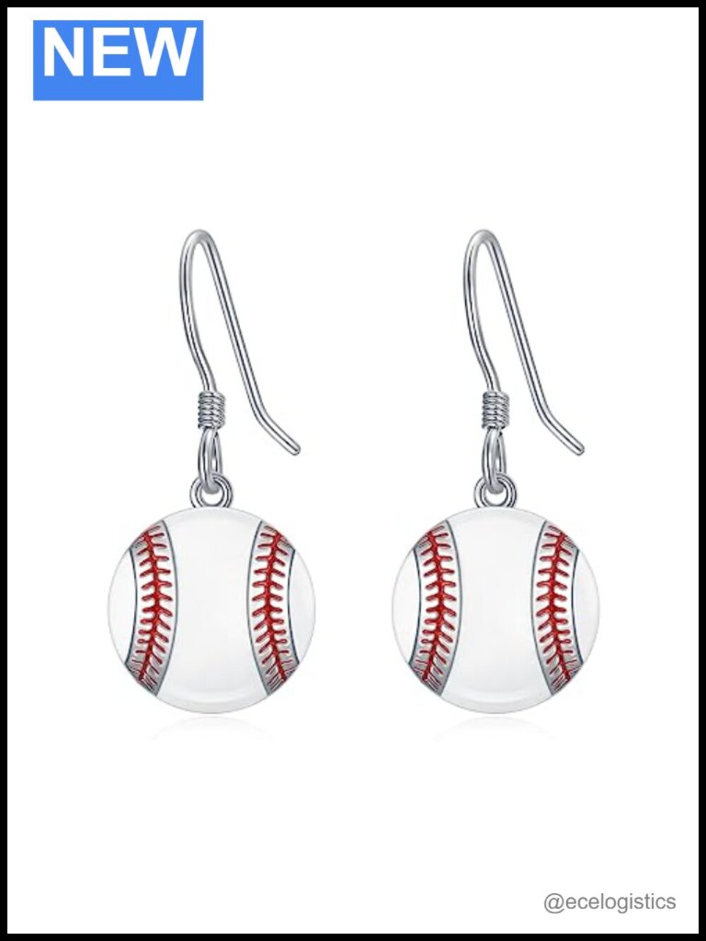Sterling Silver Baseball Dangle Earrings Sports Jewelry Gift for Fans